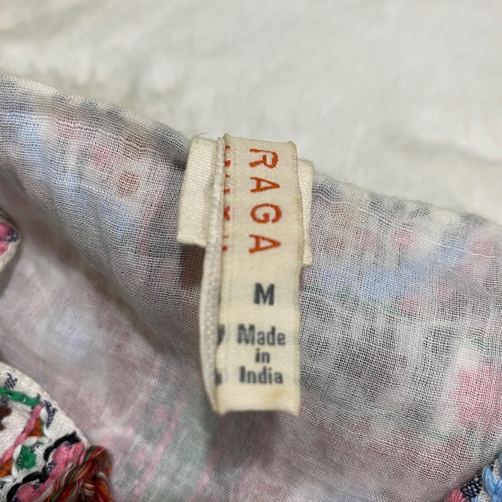 Raga Embroidered Open Front Striped Tassel Cardigan‎ Top Boho Bohemian - Picture 7 of 9